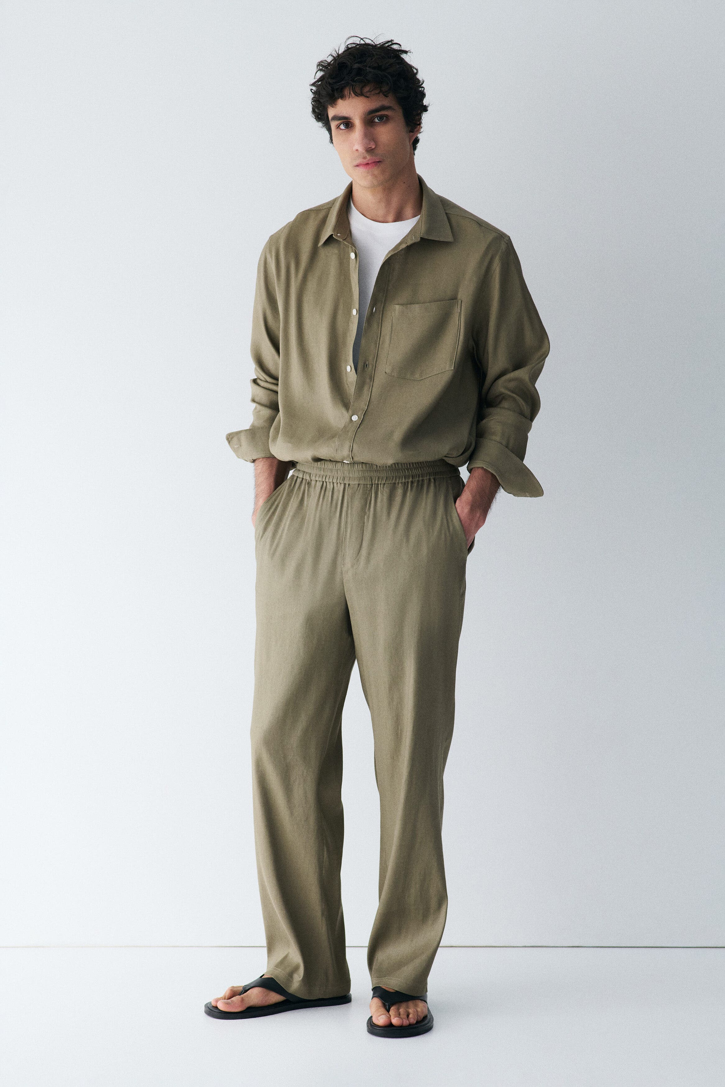 Easy care loose-fit linen-blend pants - image 4