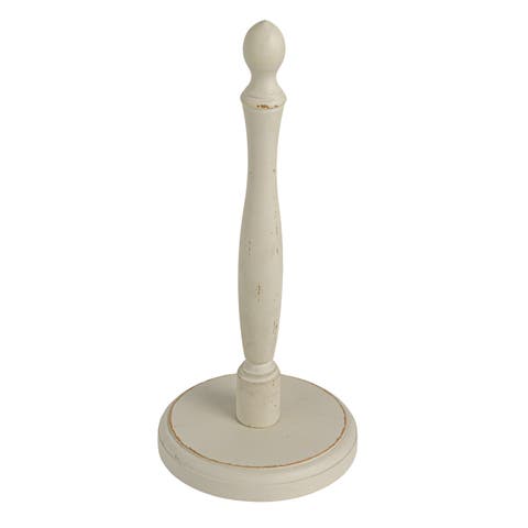 Wood Paper Towel Holder, White