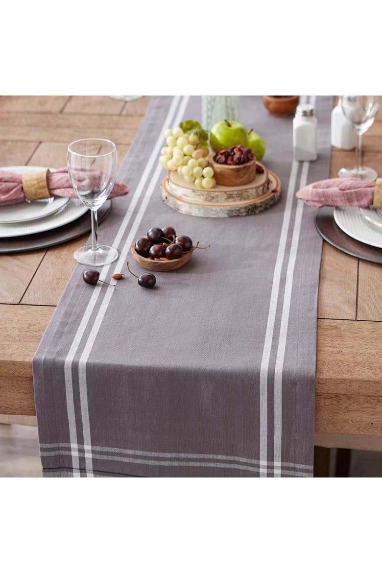 French Stripe Table Runner, Alternate, color, Grey