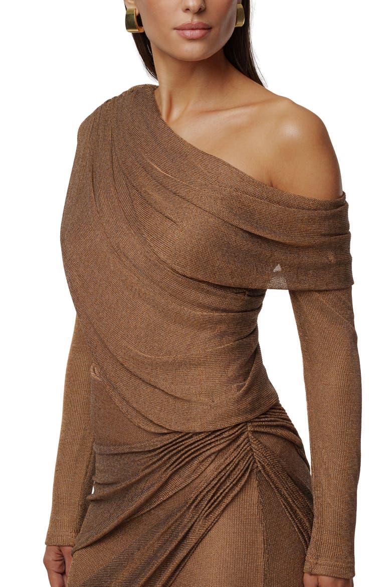 Opulent Metallic Bodysuit, Alternate, color, Bronze