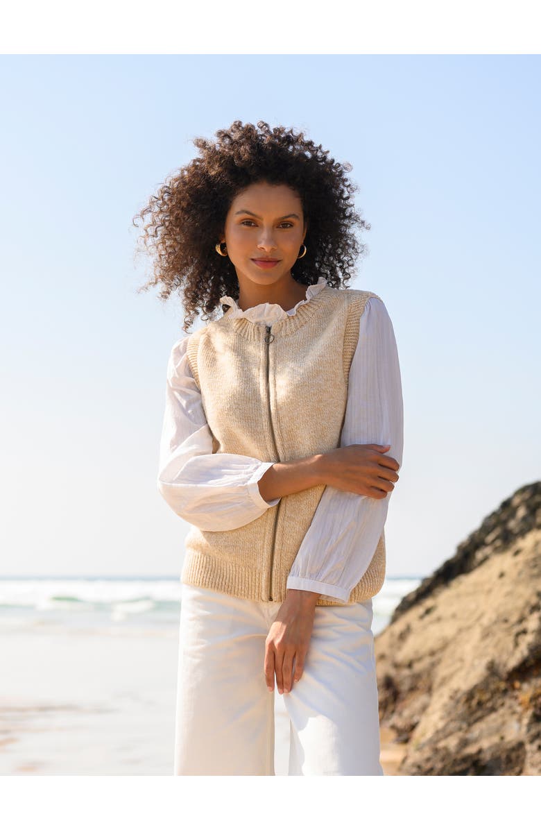 Celtic & Co. Zip Through Sleeveless Cardigan, Alternate, color, Oatmeal