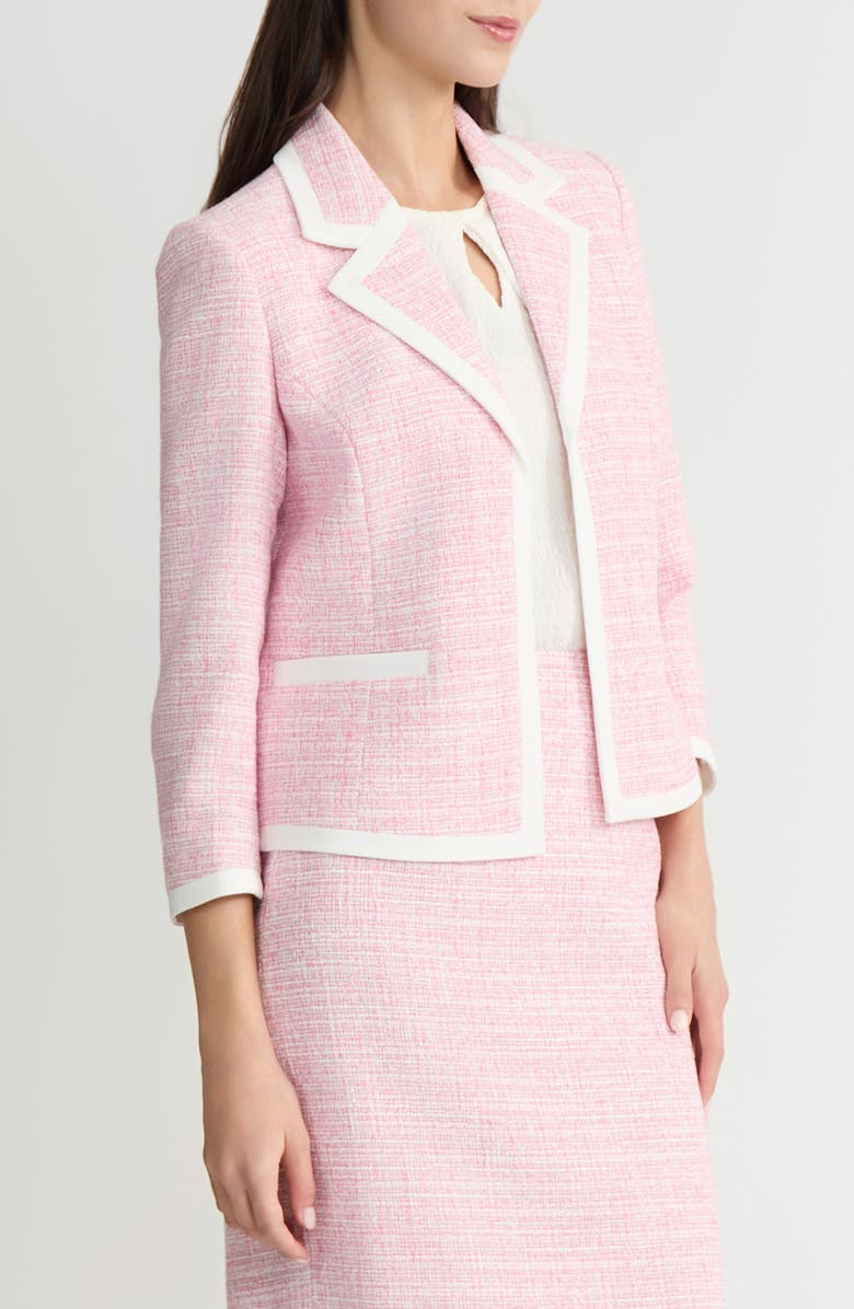 KASPER Contrast Trim Tweed Jacket, Alternate, color, 