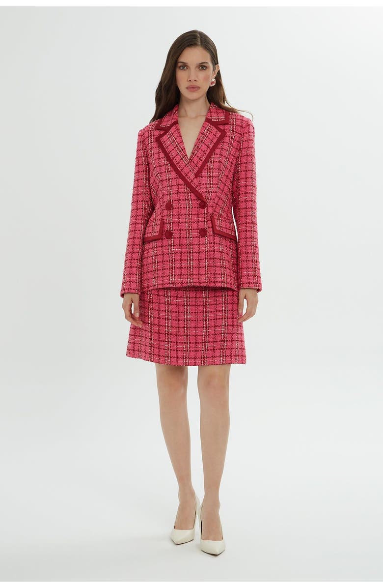 Gizia Pink Plaid Jacket and Skirt Set, Alternate, color, Pink