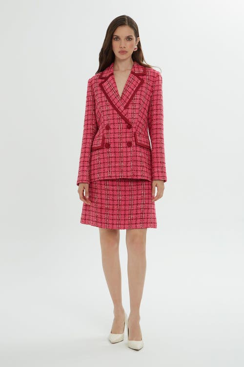 Gizia Pink Plaid Jacket And Skirt Set In Red