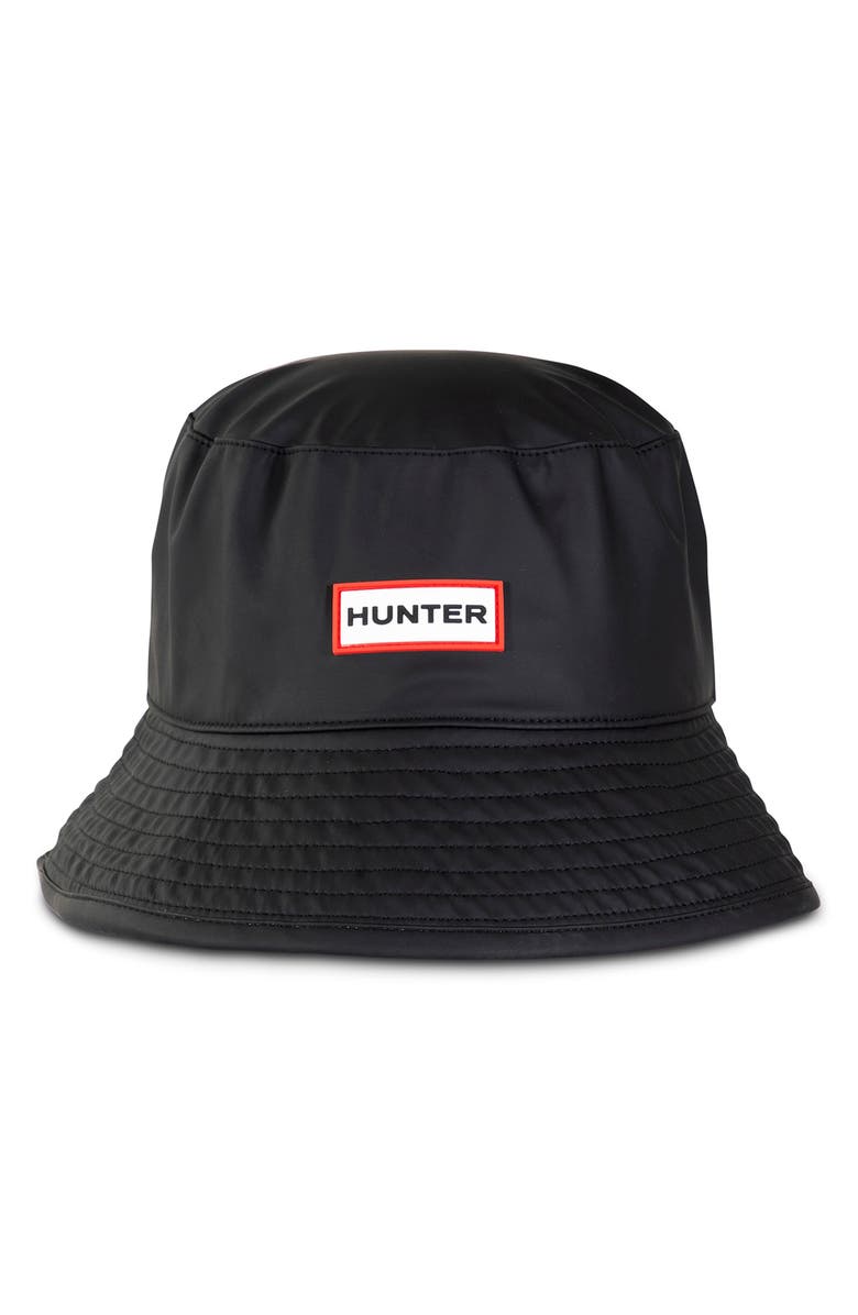 Hunter Rain Rubber Logo Bucket Hat, Alternate, color, 