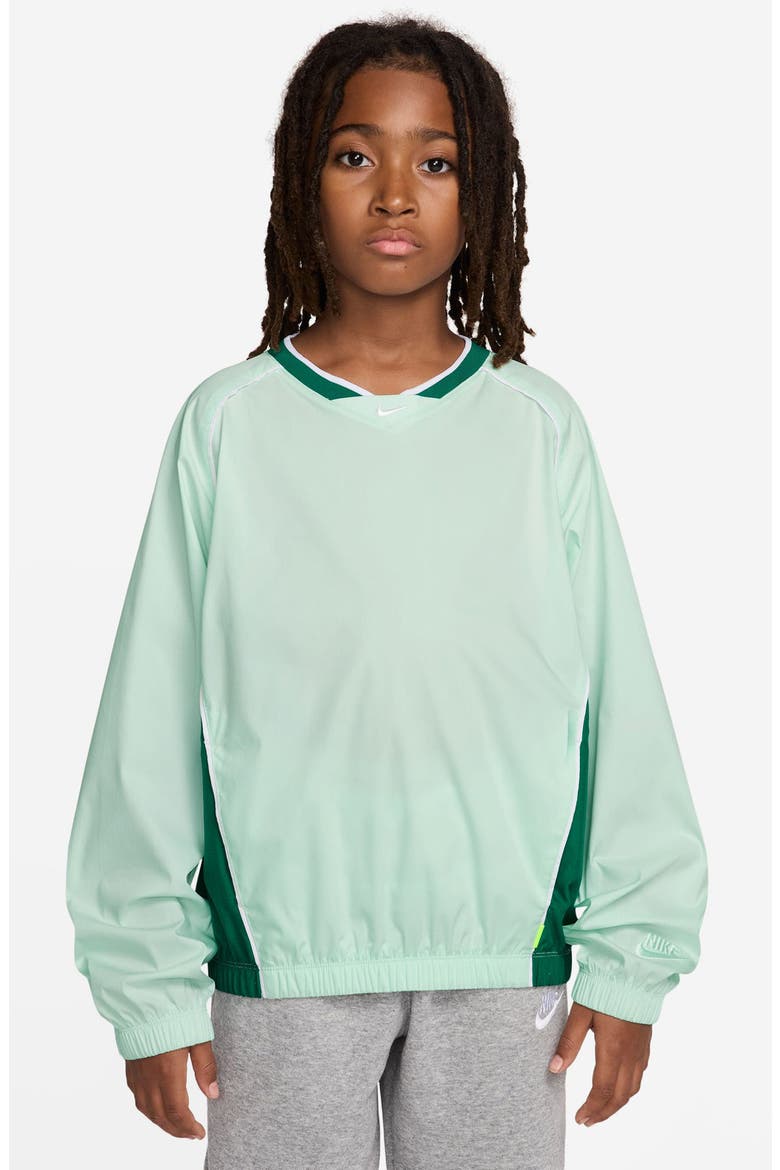Kids' Oversize Raglan Sleeve Cotton Blend Sweatshirt, Main, color, BARELY GREEN/ MALACHITE