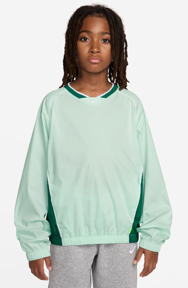 Nike Kids' Oversize Raglan Sleeve Cotton Blend Sweatshirt, Main, color, Barely Green/ Malachite