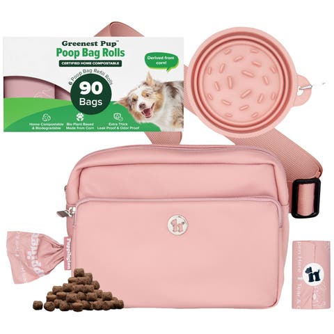Walk Star Kit 3-in-1 Dog Walk Bag & Bowl plus Matching 90 Refill Dog Waste Bags