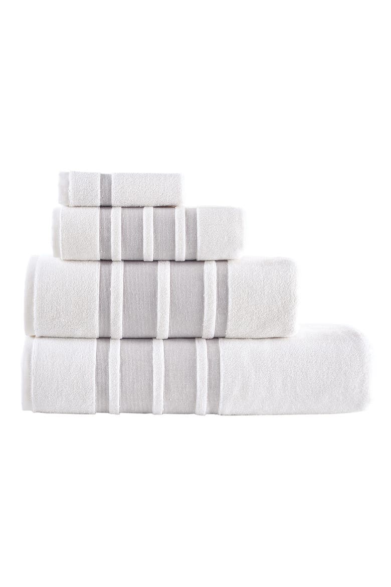 Contrast Border 4-Piece Towel Set, Alternate, color, TAUPE