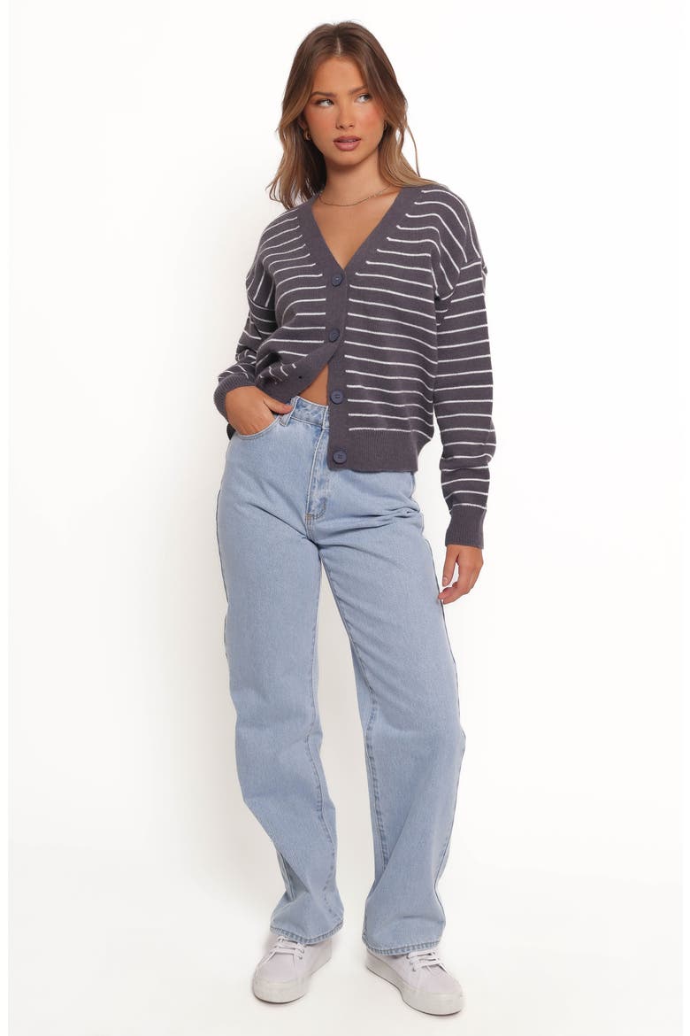 Zammy Stripe Crop Cardigan, Alternate, color, GREY
