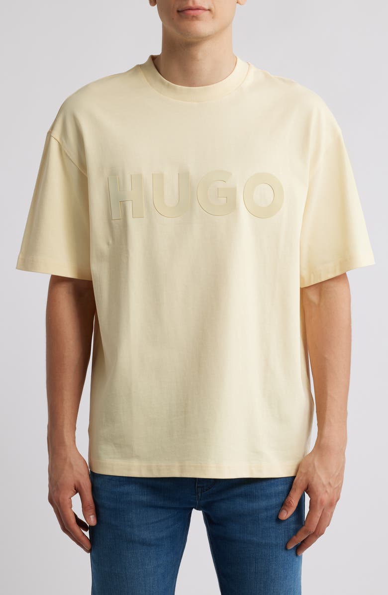 HUGO Dinkee Oversize Logo Graphic T-Shirt, Main, color, Open White