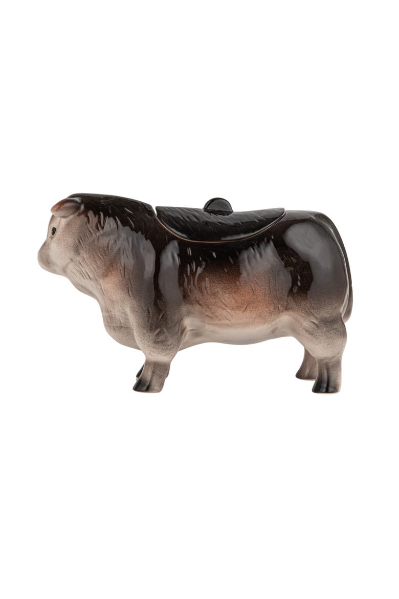 Vintage Ceramic Cow Shaped Cookie Jar, Alternate, color, Brown