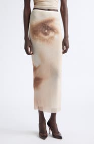 Jean Paul Gaultier Face Print Mesh Skirt
