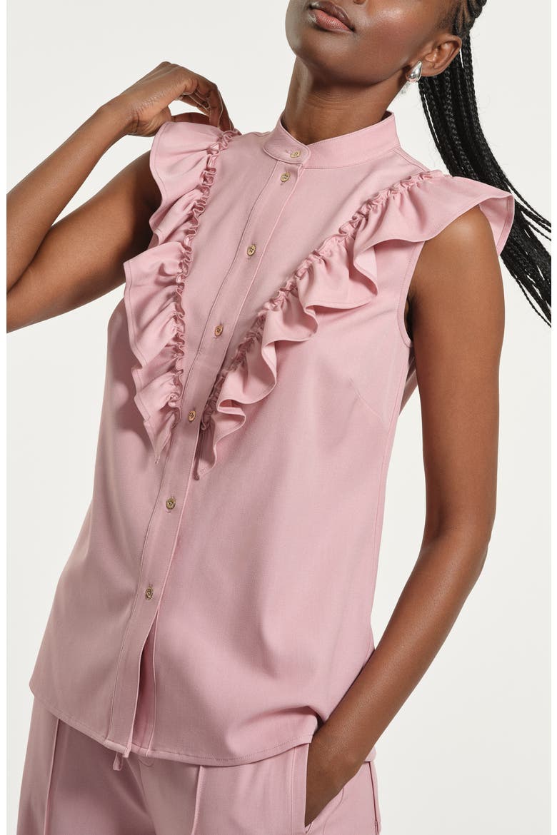 Ruffle Button-Up Shirt, Alternate, color, LIGHT PINK