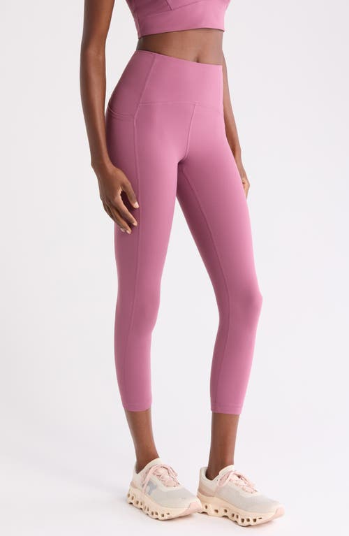 Zella Studio Luxe High Waist Pocket Crop Leggings In Pink