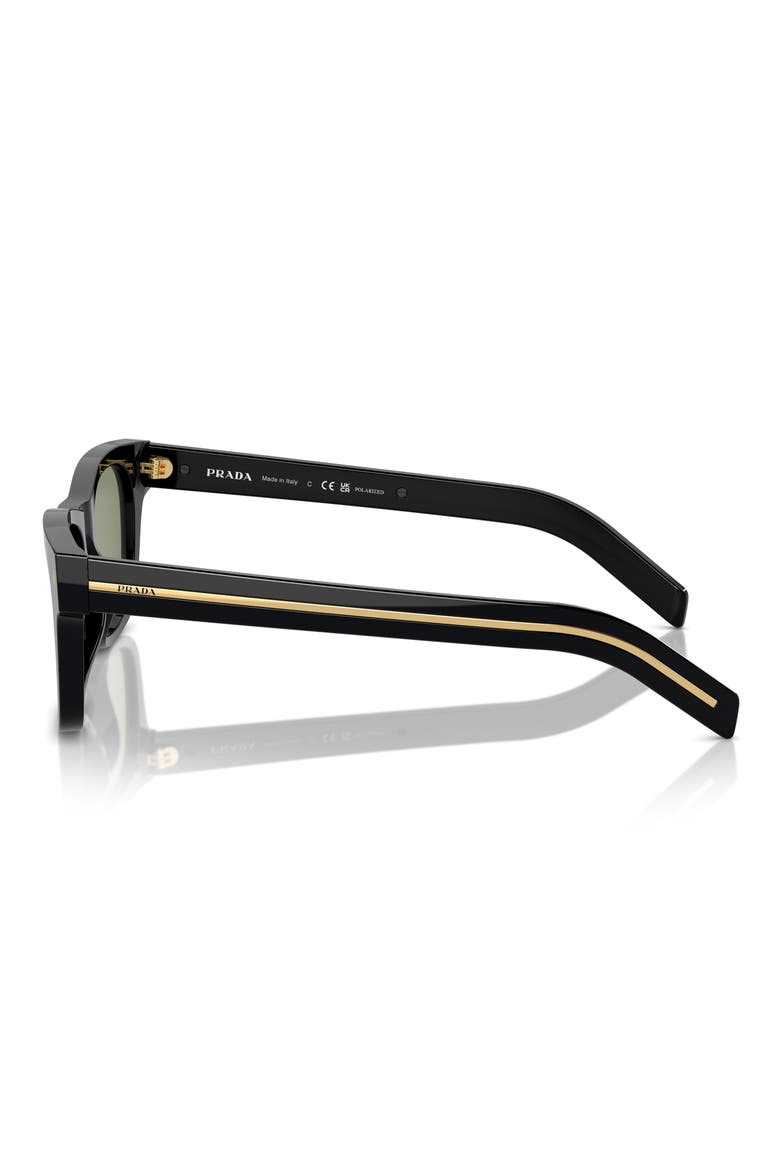 55mm Polarized Rectangular Sunglasses, Alternate, color, BLACK