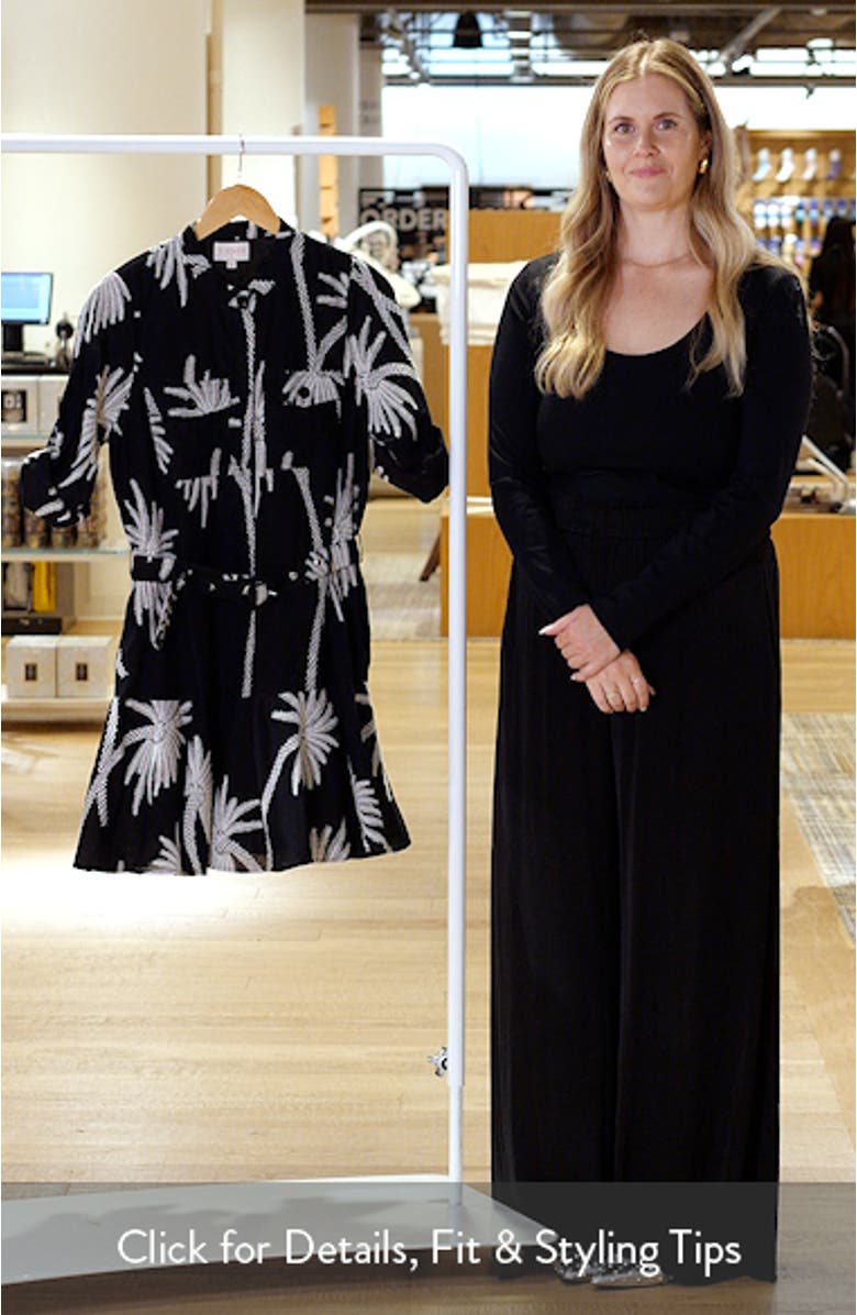 Siobhan Embroidered Long Sleeve Belted Cotton Shirtdress, sales video thumbnail