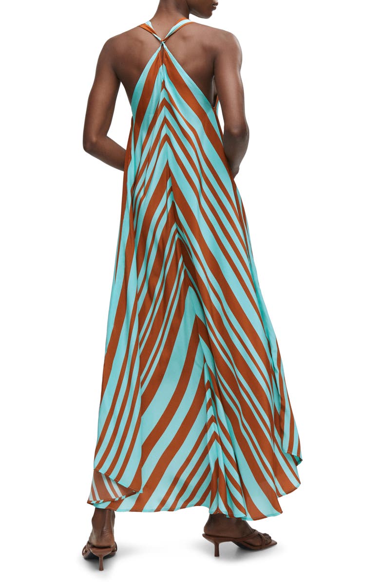 MANGO Chevron Print Satin Maxi Dress, Alternate, color, 
