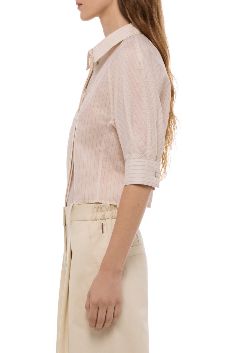 Helmut Lang Semi-Sheer Stripe Button-Up Crop Top, Alternate, color, 