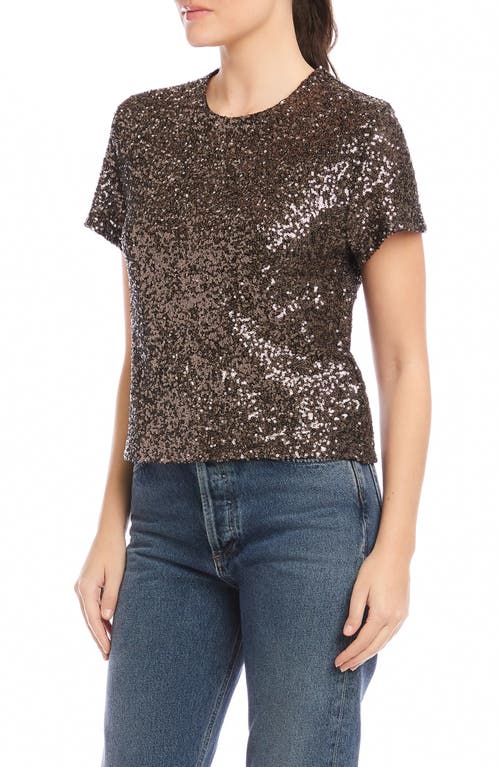 Fifteen Twenty Stacey Sequin T-shirt In Brown