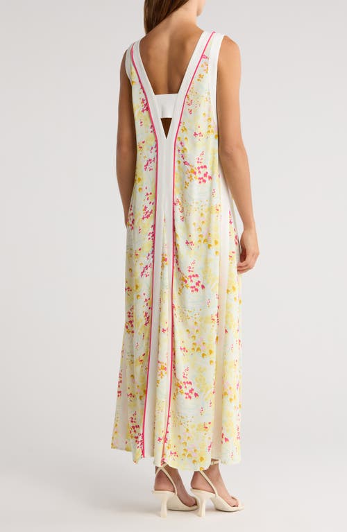 Reiss Eliza Buttercup Printed Block Maxi Dress In Burgundy