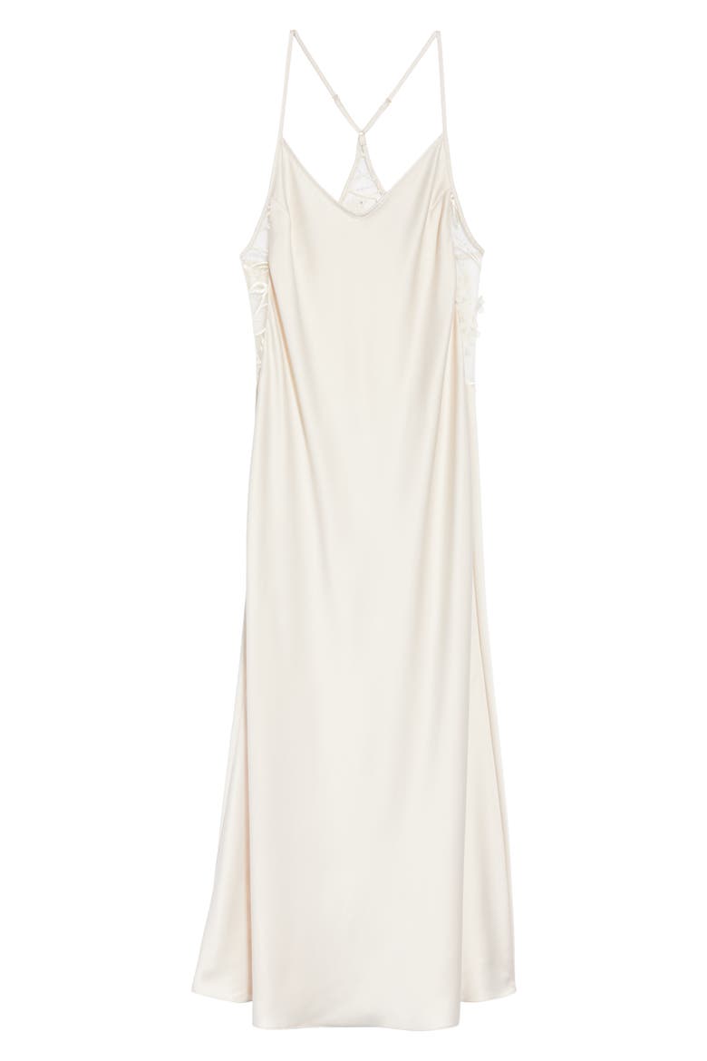Kiss Appliqué Back Long Satin Nightgown, Alternate, color, CHAMPAGNE