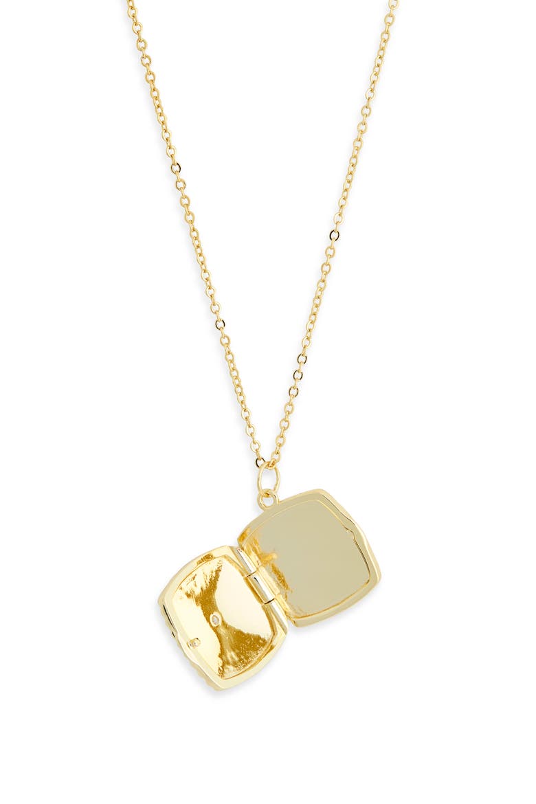 Fluted Square Locket Necklace, Alternate, color, CLEAR- GOLD