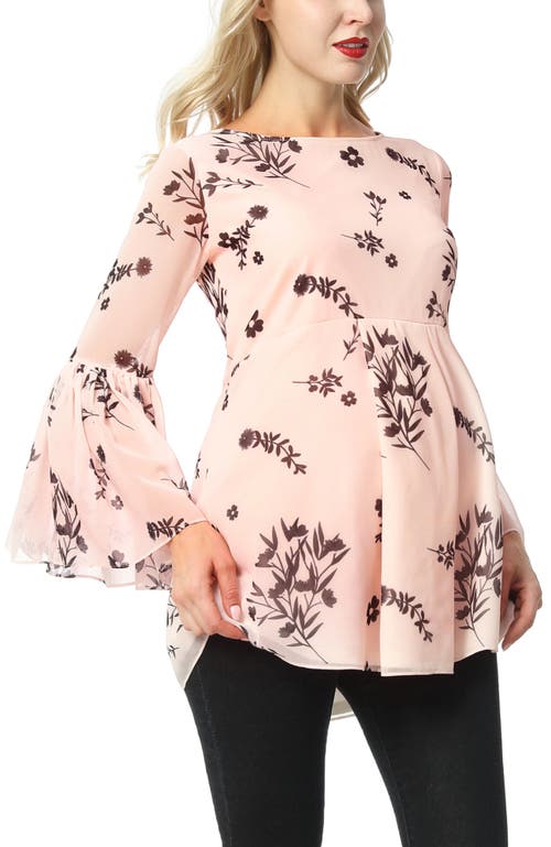 Kimi & Kai Gesa Maternity/nursing Floral Print Blouse In Pink