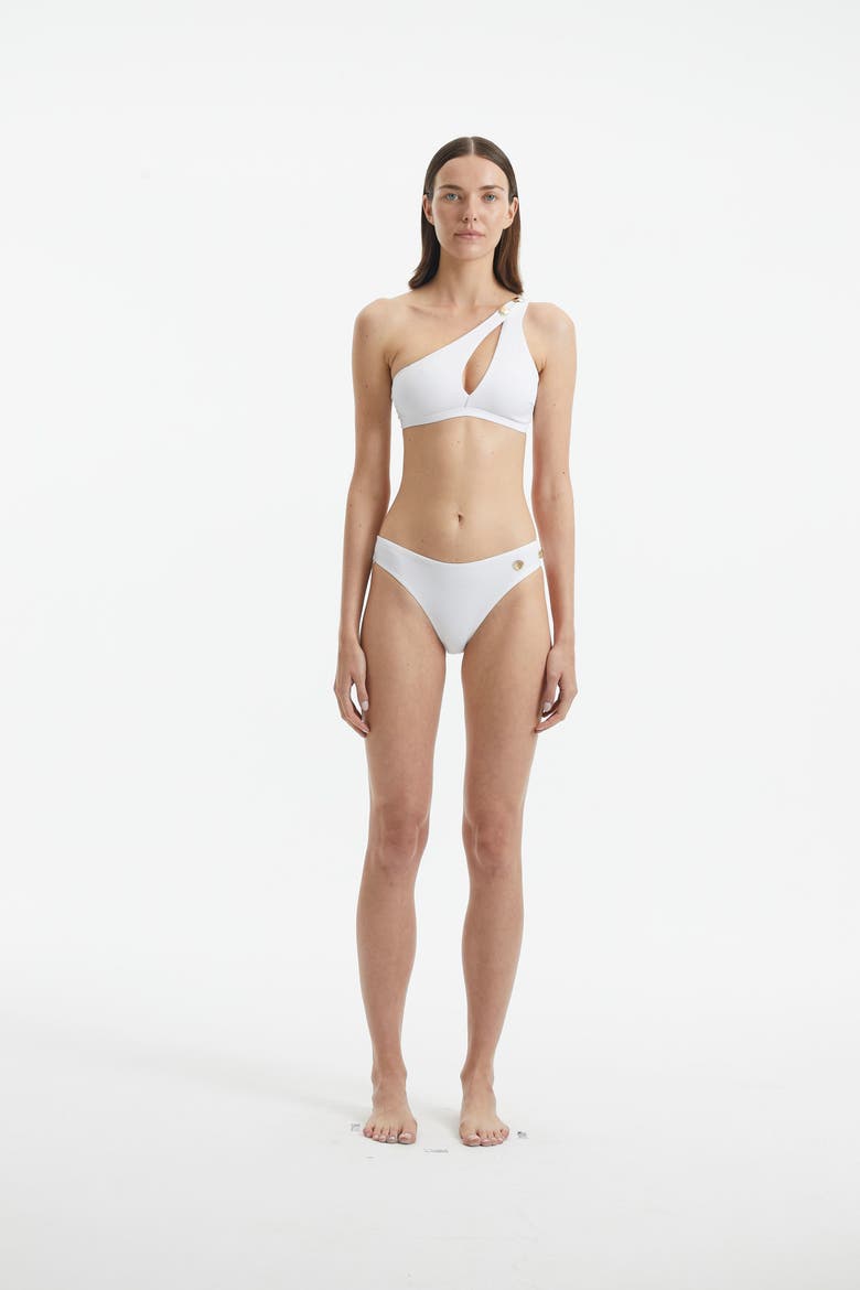 Eyre One Shoulder Textured Bikini Top, Alternate, color, White