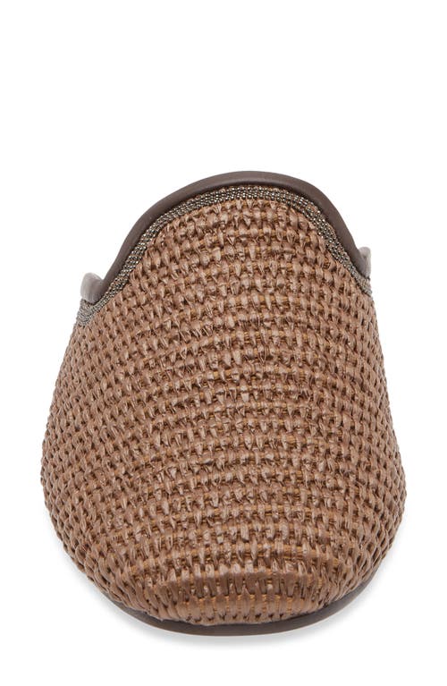 Brunello Cucinelli Raffia Monili Loafer Mules In C193 Dark Beige
