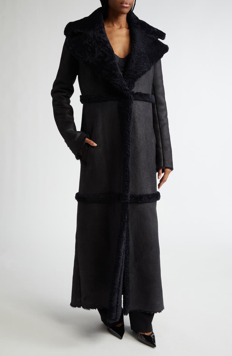 LaQuan Smith Genuine Shearling Long Coat, Alternate, color, 