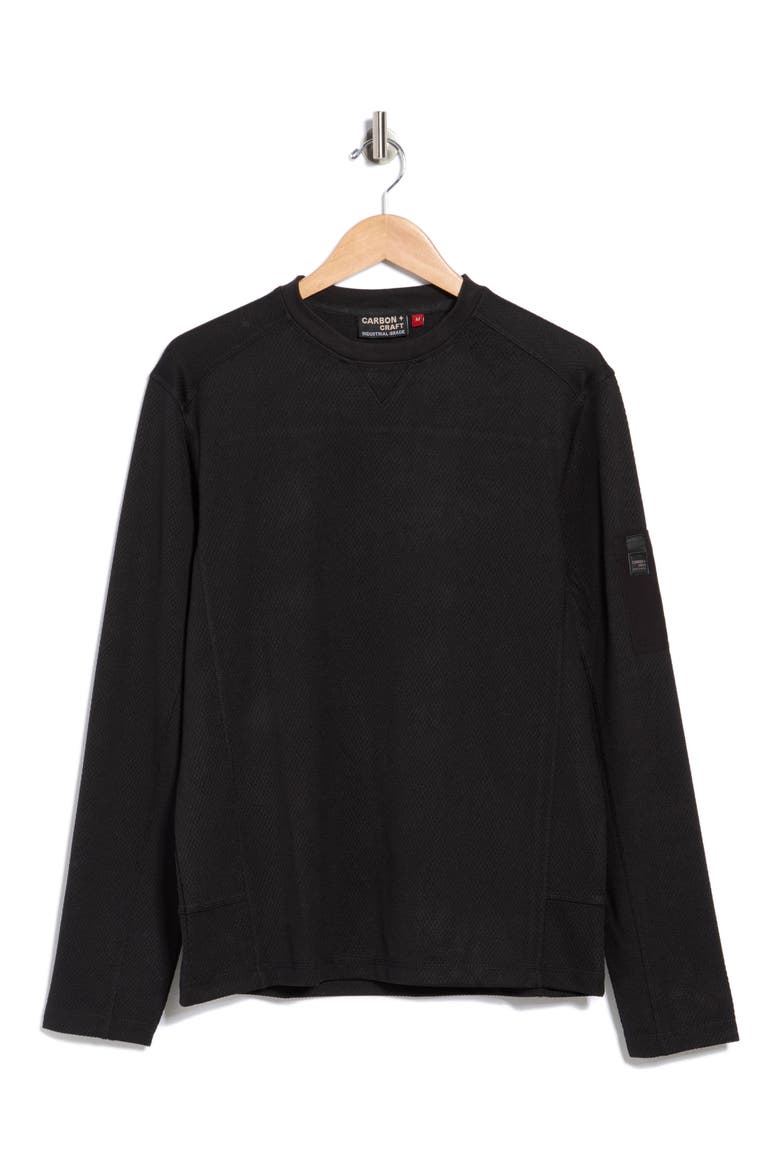 Piqué Long Sleeve T-Shirt, Alternate, color, BLACK