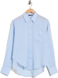 7 For All Mankind Stripe Oversize Voile Button-Up Shirt