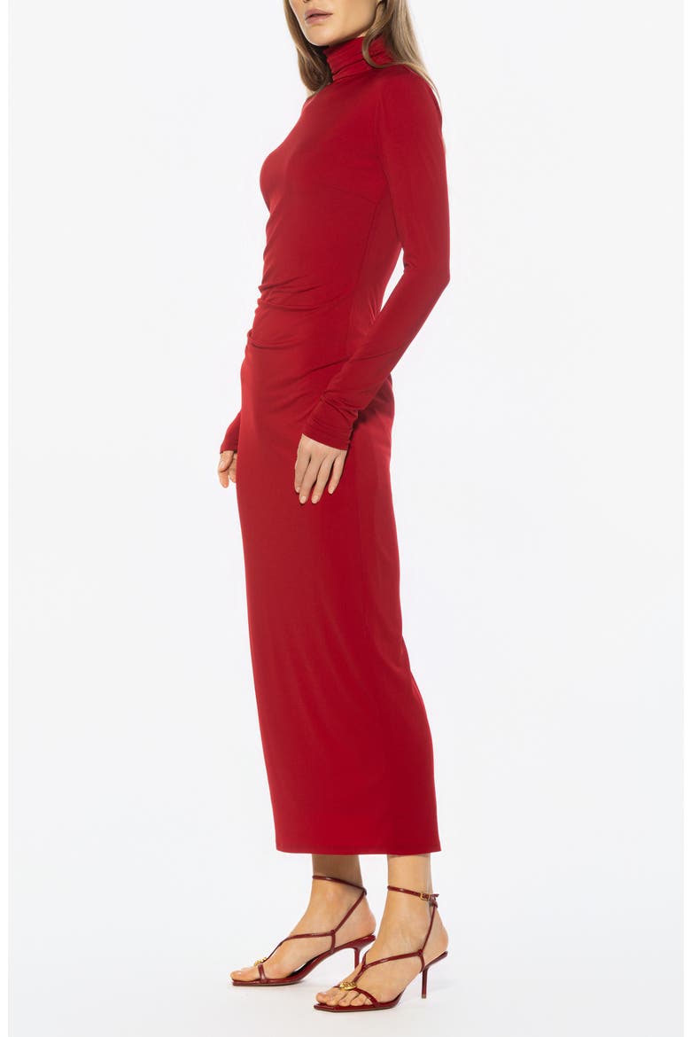 Veda Long Sleeve Mock Neck Dress, Alternate, color, RED