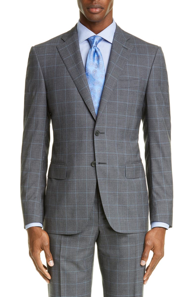 Canali Sienna Soft Plaid Classic Fit Wool Suit, Alternate, color, 