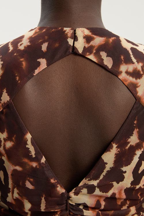Karen Millen Petite Mesh Maxi Dress In Brown
