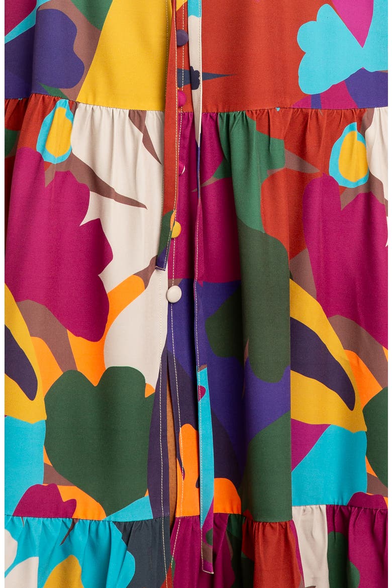 Floral Off the Shoulder Long Sleeve Maxi Dress, Alternate, color, BROWN MULTI