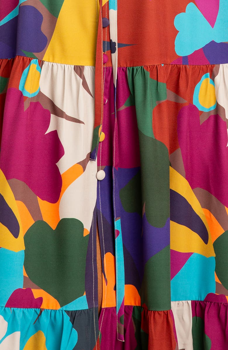 BUXOM COUTURE Floral Off the Shoulder Long Sleeve Maxi Dress, Alternate, color, Brown Multi