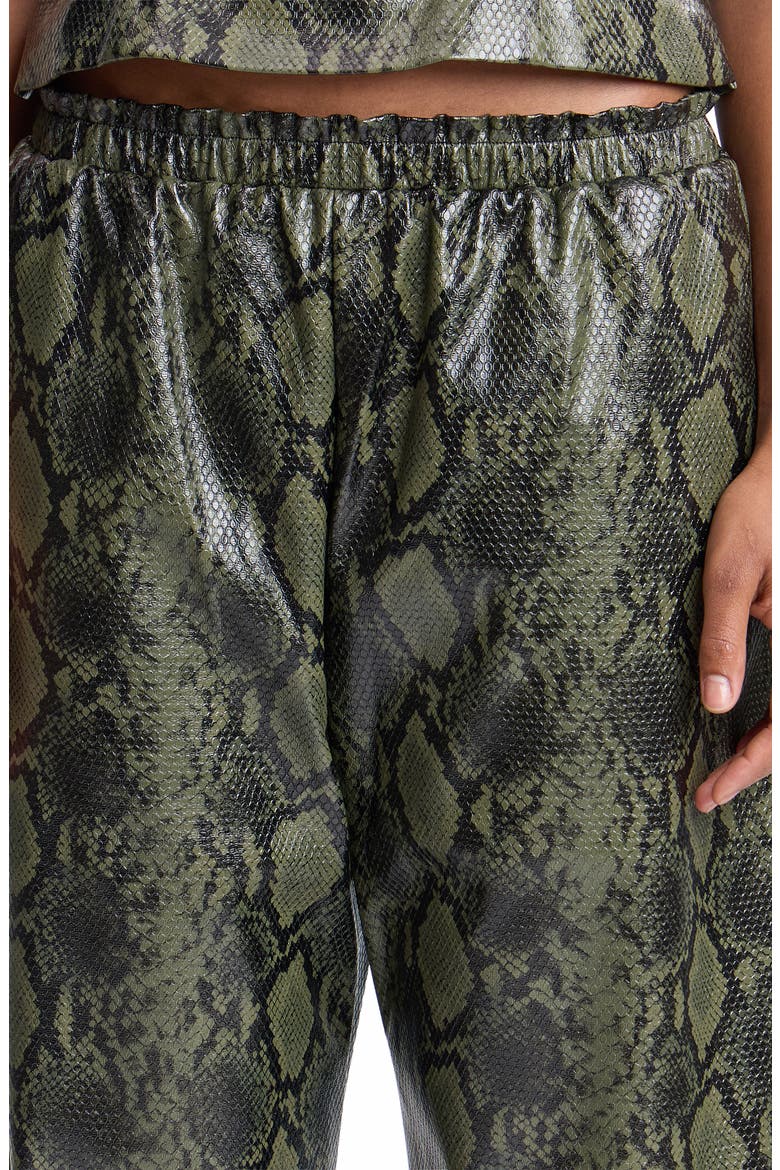 Python Embossed Faux Leather Balloon Pants, Alternate, color, GREEN PYTHON