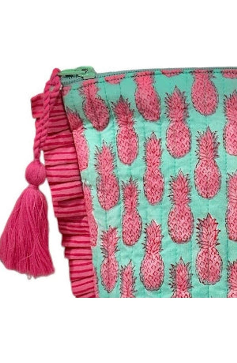 Mer St. Barth La Plage Ruffle Pouch, Alternate, color, Pineapple Crush Pink