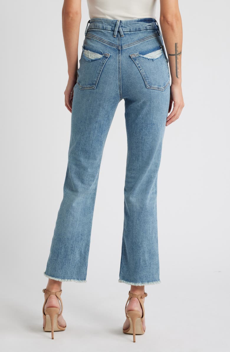 Good American Good Curve Crossover Waist Straight Leg Jeans, Alternate, color,