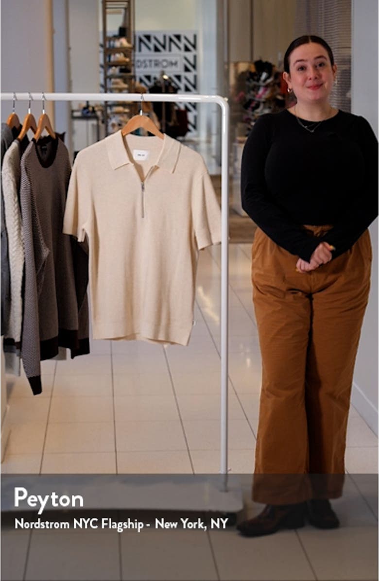 Hansie Zip Ribbed Organic Cotton Sweater Polo, sales video thumbnail