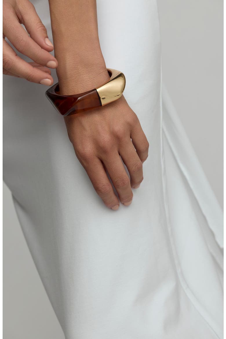 Chunky Mixed Media Bangle, Alternate, color, BROWN