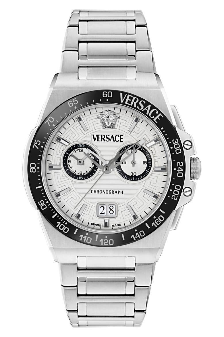 Greca Reaction Chronograph Bracelet Watch, 43mm, Main, color, STAINLESS STEEL