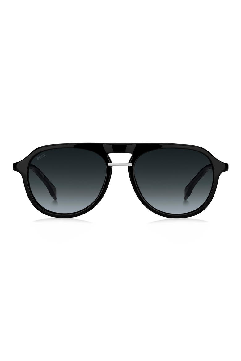54mm Gradient Pilot Sunglasses, Main, color, BLACK