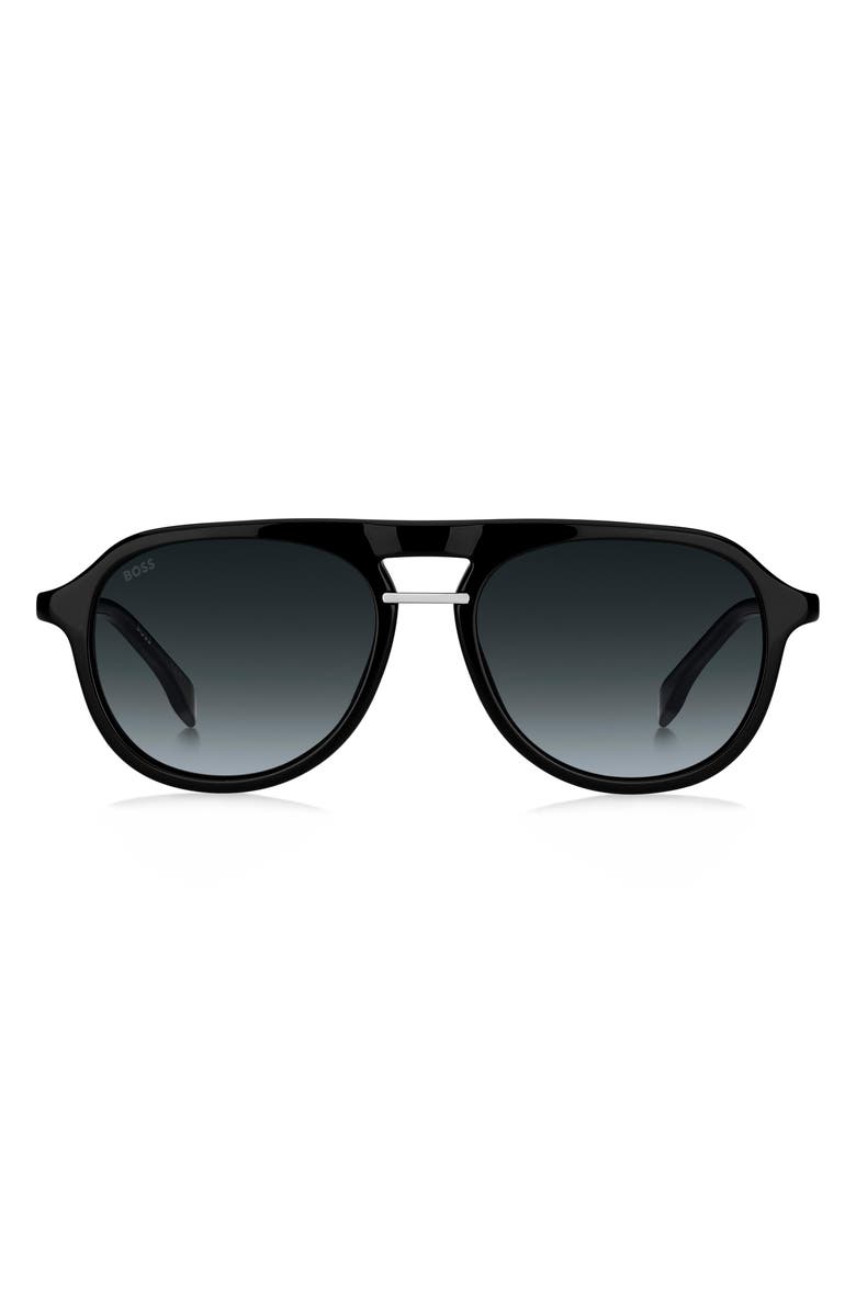 BOSS 54mm Gradient Pilot Sunglasses, Main, color, Black