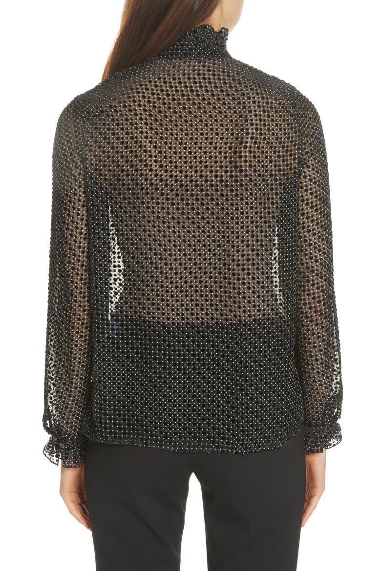 Emile Polka Dot Fil Coupé Top, Alternate, color, BLACK DOTTY