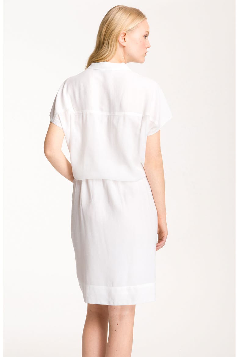 'Linnia' Tie Front Shirtdress, Alternate, color, WHITE