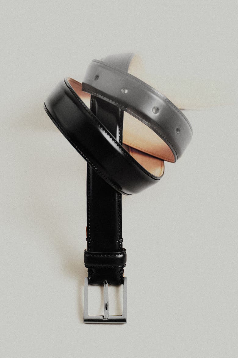 Leather Belt, Alternate, color, BLACK
