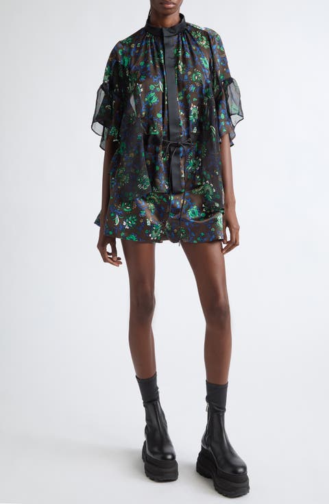 Floral Print Satin Shorts